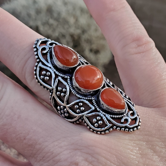 New Unique Carnelian 925 Silver Statement Ring. - Picture 10 of 10
